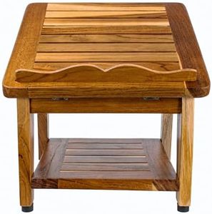 Solid Teak Cookbook Stand with Shelf, Adjustable Recipe Book Holder