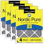 Nordic Pure 14x25x1 (13_1/2 x 24_1/2 x 3/4) Furnace Air Filters MERV 10 Pleated Plus Carbon 4 Pack