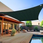 FREDDO HDPE Fabric Sun Shade Sails 85-90% Protection from Sun & UV Rays Ideal for Car Parking, Outdoor Garden, Balcony, Patio, Dark Green Color, 12 ft x 15 ft, Pack of 1 Piece