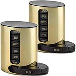 Weekly Pill Organizer - 2Pack - 4 Times-A-Day, Daily Stackable Medication Reminder - Weekly AM/PM Pill Box with 7 Individual Stacking Cases, a Everyday Medicine Organizer for Vitamins, Black & Gold