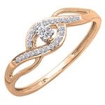 0.15 Carat (ctw) 10k Rose Gold Round Cut Diamond Ladies Engagement Bridal Promise Ring (Size 9)