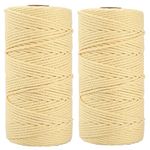 ecofynd 100 Meters Light Yellow Colour Cotton Cord, Colour Dori for Wall Hanging Plant Hanging Craft Making, Natural Thread Rope for Handmade Plant Hanger (Cord-LYL)