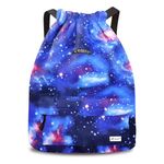 Risefit Waterproof Drawstring Bags, Printed Gym Bags Sports Backpacks for School PE Yoga for Men Women Girls Students