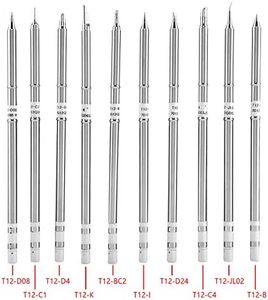 Hakko Fx-951 Tips T12 Soldering Station T12 Series Soldering Iron Tips Solder Welding Tool Replacement Tips for FX-951 Rework Station(10PCS)
