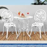 Livisip Aluminum Chair and Table Sets Outdoor Garden Furniture Setting 3pcs White