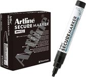 Artline Secure Marker EKSC-4x, 4.0mm Chisel Tip Black Permanent Marker Pens, Box of 12, Reduct Sensitive/Private Information Permanently - concealing and protecting confidential information