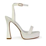 ESSEX GLAM Womens Platform Ankle Strap Sandals Ladies Strappy High Heel Party Shoes Size 3-8 White Synthetic Leather