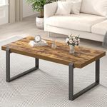 EXCEFUR Modern Coffee Table, Industrial Wood and Metal Center Table, Cocktail Tea Table for Living Room Home Office, Rustic Brown, 44 Inch