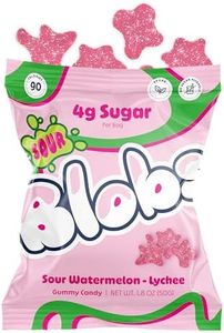 Blobs SOUR Gummy Candy Low Sugar, Low Calorie, Gluten Free for Kids & Adults - No Sugar Alcohols, Vegan, No Dyes - 1.8 oz per Bag (Pack of 6) - Watermelon Lychee