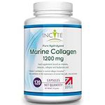 Marine Collagen 1200mg | 120 High Strength Collagen Capsules Hyaluronic Acid Supplements for Women & Men Pure Superior Type 1 Hydrolysed Enhanced with Vitamins C, E, B12, Copper, Zinc and Iodine.