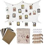 HONGXIN-SHOP Paper Photo Frame Set 30Pcs DIY Creative Retro Kraft Paper Picture Mats Hanging Album Frame with Clips Hemp Ropes Fishing Net for Wall Decoration 6 Inch 3 Colors