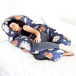 BABYGO® Premium Pregnancy Pillow, Maternity, U Shape Body | Soft Cooling Cover Detachable Cushion Washable | Sleeping Wedge Back Support for Pregnant Women | Pregnancy Gifts | Blue Foral