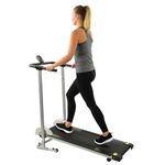 Sunny Health & Fitness Foldable Manual Treadmill, Compact Cardio Fitness, Durable Non-Electric Incline Exercise, Walking Tread Pad, Transportation Wheels, Non-Slip Handlebars with Digital Monitor