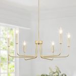 Rviezza Gold Chandelier 6-Light, Farmhouse Chandeliers for Dining Room, Rustic Candle Chandelier Light Fixture, Industrial Modern Chandeliers Lighting for Kitchen Living Room Foyer Entrance