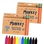[2 Pack] Natural Beeswax Crayons for Toddlers and Kids - Kid Friendly Crayons Made With 100% Pure Beeswax - 12 Vibrant Colors in Each Set for Your Child's Coloring Delight - Crayon Sharpener Included