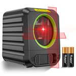 Huepar Laser Level Self Leveling, Laser Level with Red Beam Cross Vertical and Horizontal Line Laser, Alignment Laser Tool for Picture Hanging and DIY Application, Battery Included-B011R