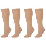 CompressionZ Compression Socks 20-30 mmHG for Men & Women - Nurses, Runners (Nude 2 Pack, XL)