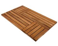 Utoplike Teak Wood Bath Mat, 80.6 x 50.8 cm Large Wooden Shower Mat for Bathroom, Non Slip Wood Floor Sturdy Mat for Inside Shower Luxury Spa Home or Outdoor