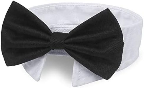 BOROLA Bow Tie Pets Dog Cat Adjustable Formal Collar Neck Tie Tuxedo (Black-S)