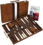 Get The Games Out Top Backgammon Set - Classic Board Game Case - Best Strategy & Tip Guide - Available in Small, Medium, Large and Extra Large Sizes (Extra Large, Brown)