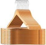 ARLICORPING Light Wooden Hangers Non-Slip Velvet Hangers Premium Suit Hangers Ultra Thin Space Saving 360 Degree Swivel Hook Clothes Hangers Velvet (Light Wooden Hanger, 30)