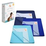 Tidy Sleep Instadry Anti-Piling Fleece Extra Absorbent Quick Dry Sheet for New Born Babies, Cotton Bed Protector Mattress Pack of 3 RBlue-NBlue-SBlue Small (70x50) cm