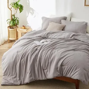 Bedsure Queen Comforter Set - Taupe Soft Bedding for All Seasons, Cationic Dyed Bed Set, 3 Pieces, 1 Queen Size Comforter (90"x90") and 2 Pillow Shams (20"x26"+2")