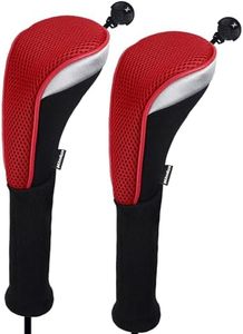 Andux Couvre-Clubs de Golf Hybrides à col Long avec Cadran numéro Tag CTMT-02 (Rouge, 2 pièces)