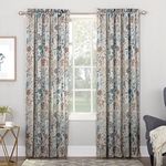 Sun Zero Kara Floral Print Energy Efficient Rod Pocket Curtain Panel, 54" x 84", Stone Beige