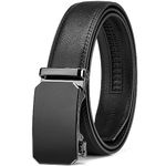 BOSTANTEN Belts Men Leather Automatic Ratchet Belt Casual Dress Slide Belt for Jean Black