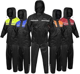 ALPHA CYCLE GEAR Rain Suit for Men & Women Jackets Pant Gear Reflective Rainsuit Waterproof (BLACK, SMALL)