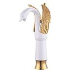 YCCUZA Bathroom Vessel Sink Faucet Swan White with Gold Tall Bathroom Faucet for Bowl Sink Single Handle One Hole Basin Mixer Tap Commercial