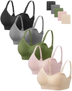 Angelhood Nursing Bra 5 Pack Womens Maternity Breastfeeding Seamless Wireless Sleep Bra with Extenders