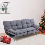 Hcore Convertible Sleeper, Memory Foam Futon Couch,Loveseat Bed,Small Splitback Modern Sofa Sofabed, Upgraded Grey