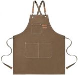 Child Apron, Creative Artist Apron Apron with Pockets Great Helper in Daily Life, Matching for Kid Cooking,Baking,Painting, Gardening(Brown)