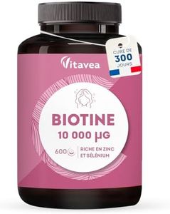 Biotine 10 000 µg | Accélère la Pousse des Cheveux & des Ongles | Avec Zinc, Sélénium et Vitamine B8 | Dosage élevé | Cure de 300 jours | Fabriqué en France | Vitavea