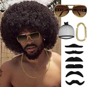BECUS 16 Inch Afro Men Wigs for Men Soft Afro Curly Wig Synthetic Short Huge Curly Wigs for Daily Use and Costume Cosplay (Natural Black)