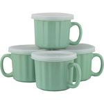 10 Strawberry Street 16 oz Soup Mug with Lid, 4 Count (Pack of 1), Turquoise