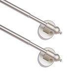 Magnetic Curtain Rods for Metal Doors，Multi-Use Adjustable Appliance for Windows Iron Steel Places，9-16 Inch，Nickel，2 Pack