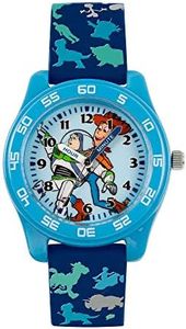 Disney TYM9000 Montre pour enfant avec bracelet en caoutchouc bleu avec motifs Toy Story Buzz et Woody Pour apprendre à lire l’heure