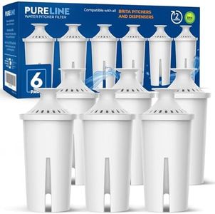 Replacement for Brita Water Filter, Brita Water Pitcher Filters. Compatible with Brita Pitcher Filter Standards Grand, Lake, Capri, Wave Classic 35557, OB03, NSF Certified, By PURELINE (6 Pack)