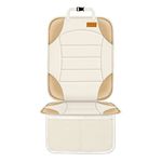 Car Seat Protector for Child Car Seat, Siivton Carseat Seat Protectors for Leather and Fabric Seats, with Mesh Pockets, Non-Slip Backing, Carseat Protectors for Vehicles (One Pack, Off-White)