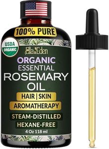 Ella & Eden Organic Rosemary Essential Oil for Hair with Glass Dropper 4 Fl Oz | 100% Pure Cold-Pressed USDA Certified Hexane-Free Natural Rosemary Oil for Hair Growth Skin Aromatherapy