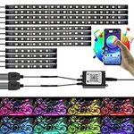 HONLEEX 12pcs Motorcycle LED Strip Light Kits,Bluetooth 4.0 RGB Color Underglow LED Lights with APP Control,Sync to Music Waterproof for Harley Davidson Kawasaki Suzuki Honda.