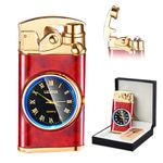 SKRFIRE Electric Lighter, Plasma Lighter, Electric Arc Lighter, Windproof Lighter, Metal Lighter Luminous Real Watch dial LED Lighting (red)