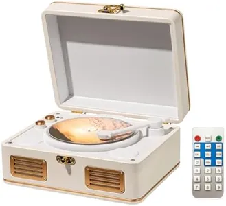 MANAYO Retro Portable CD Player with Bluetooth, Rechargeable Small Portable CD Player with Speakers, Support AUX/USB CD Music Player with Remote Control (White)