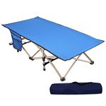 REDCAMP Folding Kids Cot for Sleeping 5-10, Portable Toddler Cot Bed Child Travel Cot for Camping, Blue 53''x26''