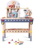 ANTOSTECH Kids Tool Bench Wooden Workbench Simulation Tools Colorful for Role-Playing Built-in Parts Can Be a Variety of Matching to Enhance The Hands-On Ability