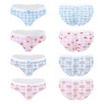 Littleforbig Women's Ladies Soft Cotton Underwear Comfortable Hipster Briefs Babydoll Baby Bear 4 Pack Panties Set S Blue/Pink