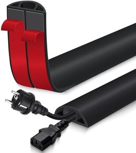 Floor Cord Cover for Wires on Floor Self Adhesive Cord Hider Floor Cable Management Wire Covers for Cords Protector Prevent Cable Trips Cord Cavity W 0.59" x H 0.31", Black, 20Ft